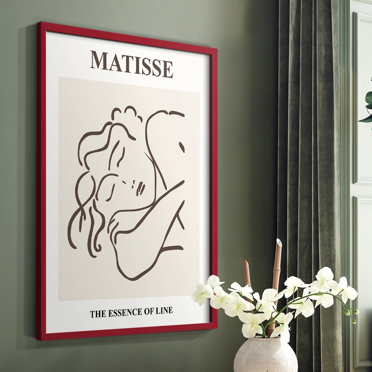 Matisse CXXXII Framed Print in Red Solid Wood 11 x 14 Framed Print
