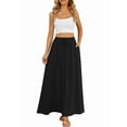 thumbnail image 4 of Women'S Flowy Maxi Skirt Summer Pleated High Waisted Casual Long Skirts with Pockets, 4 of 8
