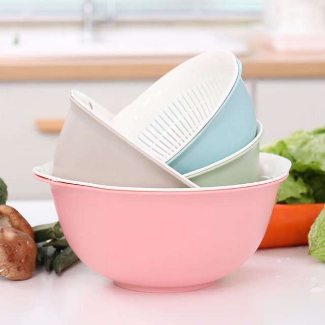 Jinsinto Plastic Double Layer Kitchen ColanderFilter Drain Basket, Kitchen Basket Colander for Draining Vegetables Fruits Vegetables Washing