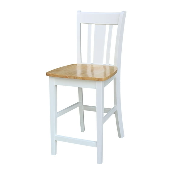 International Concepts Wood San Remo Slat Back Counter Height Stool - White/Natural - 24" Seat Height