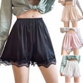 thumbnail image 3 of WREESH Womens Shorts Fashionable Solid Color Lace Bottom Shorts White, 3 of 3