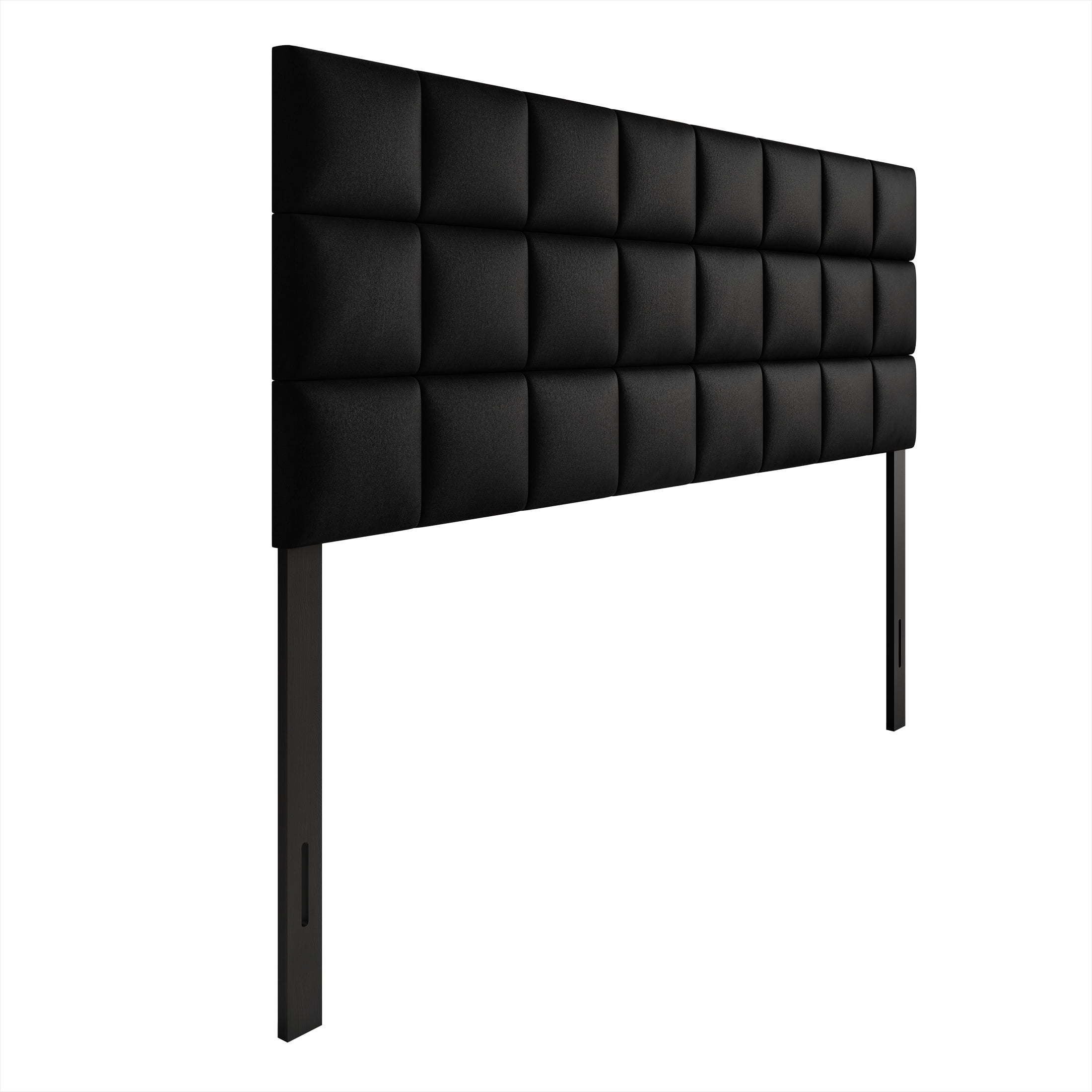 Castle Place Classic Sqaure Tufted Velvet Upholstered Full Headboard, Black