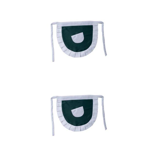 Naiovety Delantal de poliéster Color sólido Reemplazo moderno Cocina Cafetería Camarera Medio delantal Cintura Babero con bolsillo Verde Verde 2piezas