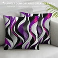 thumbnail image 3 of Shiartex Stripes Purple Black White Throw Pillow Covers Geometric Pillow Cases Cushion Covers For Living Room Bedroom Modern Striped Art Decorative Throw Pillowcases for Sofa Couch Chair, 3 of 5