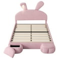 thumbnail image 4 of Kumix Upholstered Platform Bed with Cartoon Ears Shaped Headboard and Light, Platform Bed Full Size with Storage for Boys and Girls Teens, Upholstered Platform Bed Frame for Bedroom, Pink, 4 of 7