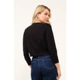 thumbnail image 4 of Cielo Women's Open Front Bolero Cardigan Shrug – Lightweight Knit, 3/4 Sleeves Black185-medium, 4 of 4