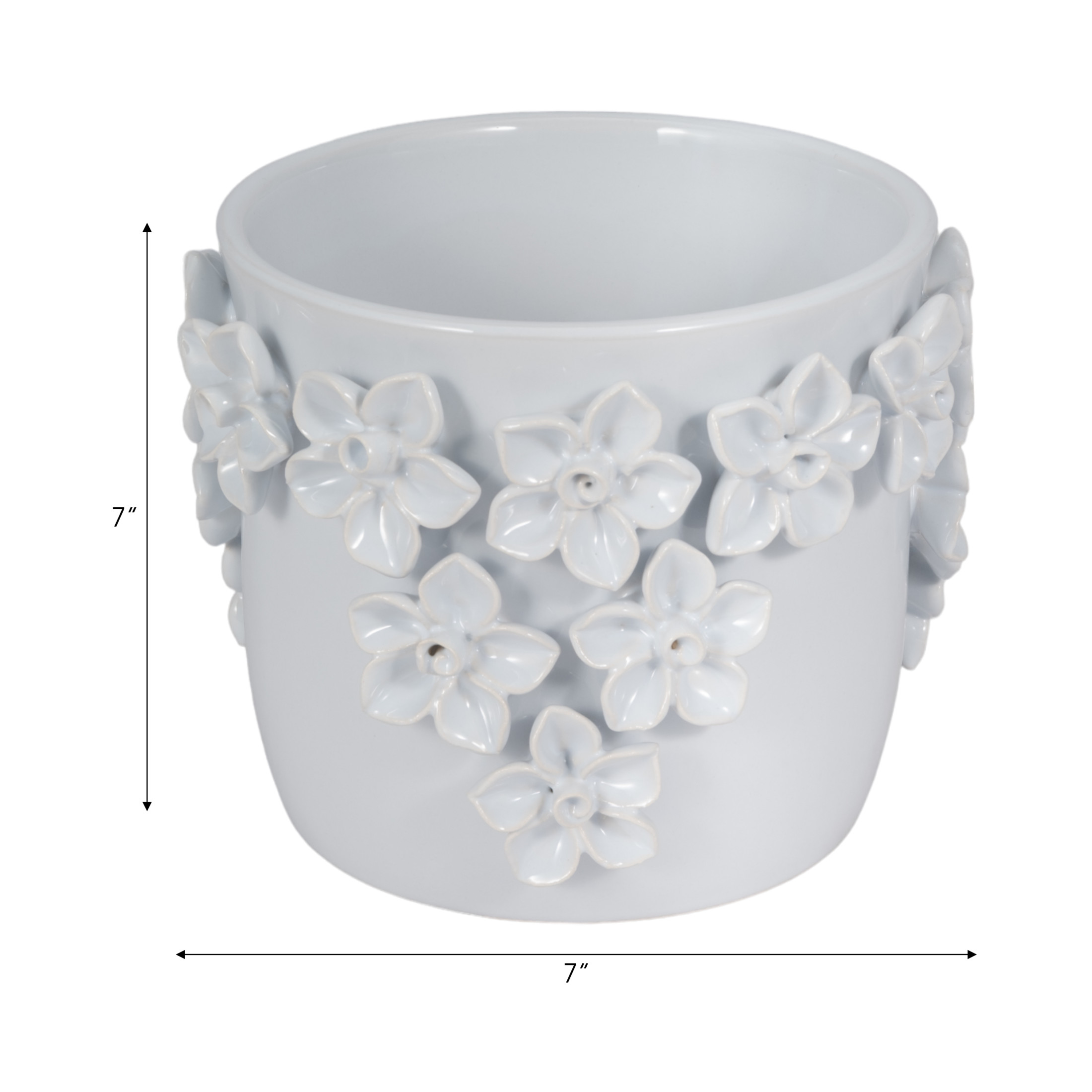 Ceramic Floral Planter for Home Decor - Decorative Flower Pot for Outdoor and Indoor Plant Styling - Ideal Plant Pot for Entryway Table, Patio Display, and Living Room Decor - 7", White