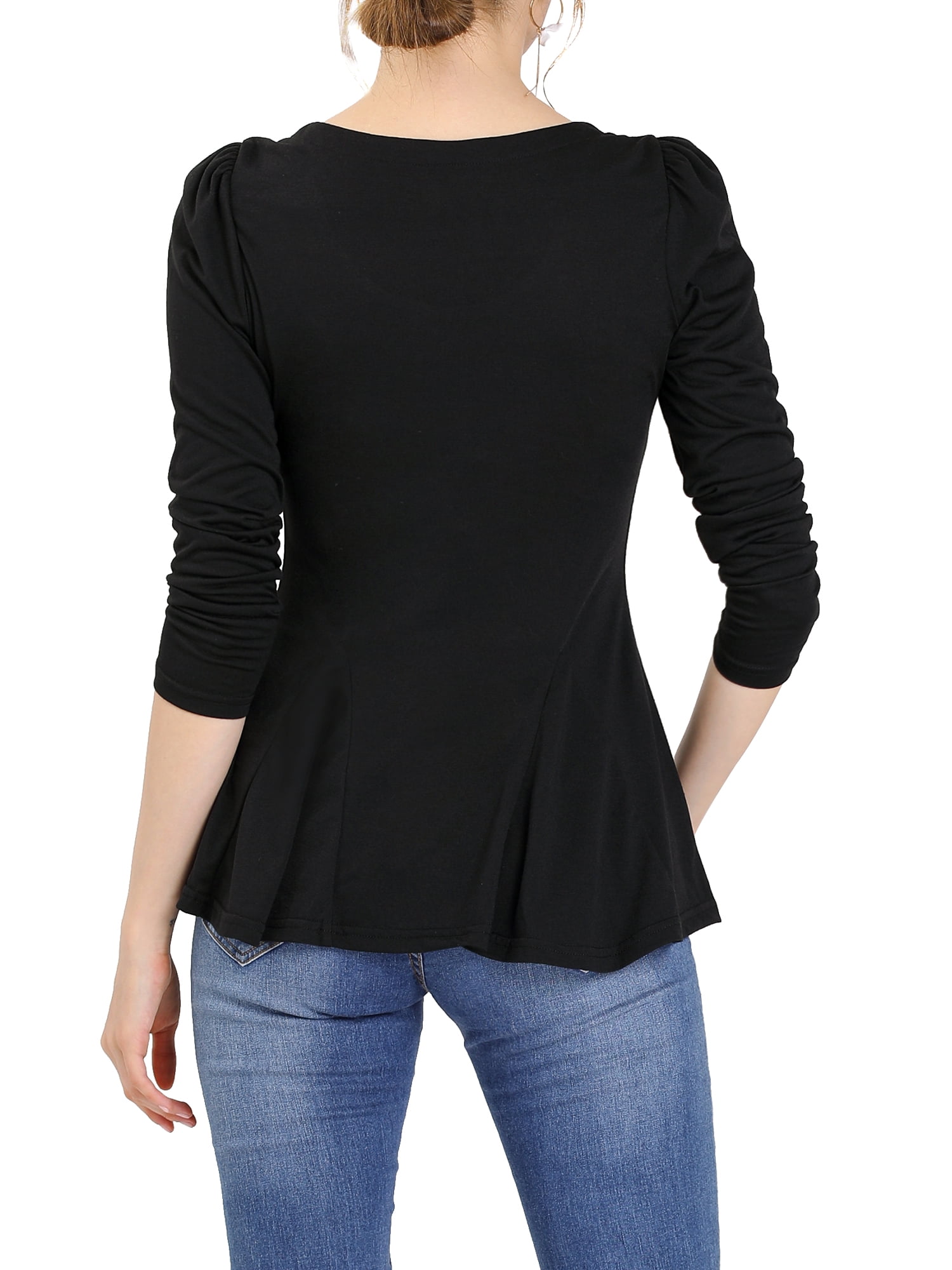 DARING DIVA Women's Long Sleeve Scoop Neck Top S Black
