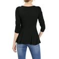 thumbnail image 3 of DARING DIVA Women's Long Sleeve Scoop Neck Top XS Black, 3 of 7