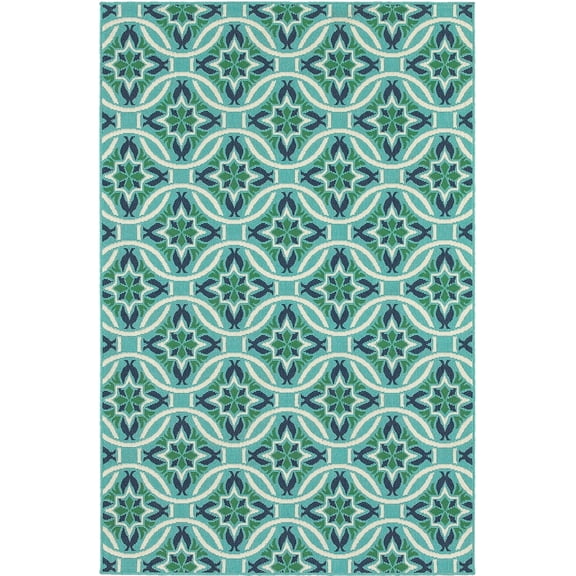 Oriental Weavers Meridian Area Rug 5868L Blue Circles Leaves 1' 10" x 2' 10" Rectangle