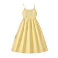 thumbnail image 2 of ZHOGXU Big Kids Girls Dress Sleeveless Suspenders Solid Color A Line Comfortable Stylish Dresses For Party And Daily Wear Yellow 7-8 Years, 2 of 9
