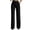 Black, variant on Women Waffle Knit High Waist Straight Leg Pants Front with Pockets Office Business Commute Daily Trousers