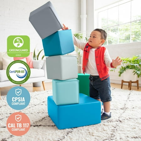 ECR4Kids SoftZone Big Foam Building Blocks, Contemporary, 7-Piece