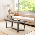 thumbnail image 2 of Gymax Table Basse en Bois de Caoutchouc Massif, Table Centrale avec Base en Forme de Croix, Table d'Appoint, 2 of 10