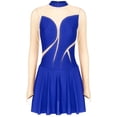 thumbnail image 2 of Alvivi Women Figure Ice Skating Dress Lyrical Dance Costume Long Sleeves Gymnastics Leotard Royal Blue L, 2 of 7