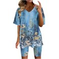 thumbnail image 2 of Ensembles de Mode pour Femmes, Blouse à Col en V, Hauts à Manches Courtes, Shorts, Ensembles de Costumes Décontractés, Ensembles Assortis en Liquidation, 2 of 4