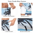 thumbnail image 5 of joogoo Men's Palm Tree Paint Swim Trunks with Liner Pocket Beach Shorts Large, 5 of 9