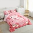 thumbnail image 3 of Manfei Cartoon Pink Axolotl Bedding Comforter Set for Kid, Dreamy Underwater World Twin Comforter Sets, Kawaii Animal Reversible Bedding Set, Luxury Bedroom Decor, 2 Pieces, 3 of 8