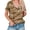 Khaki, variant on HCYSFG Women's Leopard Print Top V-Neck Short Sleeve Casual Fashion T Shirts Summer Daily Wear Trendy Activewear Everyday Tee