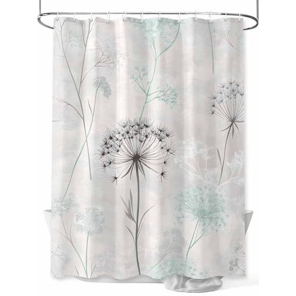 Fsddascl Teal Black Dandelion Shower Curtain Set - Long 72" x 84" Washable Bathtub Curtain with 12 Hooks, Vintage Watercolor Floral Waterproof Fabric Stall Shower Curtains for Bathroom/Bathtub