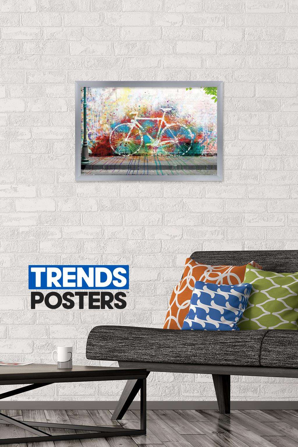 Ghost Bike Wall Poster, 14.725" x 22.375", Framed