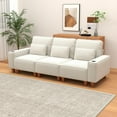 thumbnail image 4 of BSHTI Chenille Deep Seat 3-Seater Sofa with Brushed Stainless Steel Cup Holders and 3 Decorative Pillows – Modern Comfortable Couch for Living Room, 4 of 12