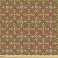 thumbnail image 2 of Ambesonne Abstract Fabric by the Yard Upholstery, Leaves Circles Ornaments, 2 Yards, Cinnamon and Ecru, 2 of 5