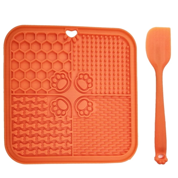Dog Lick Mat with Suction Cups, Slow Feeder for Anxiety Relief & Puppy Enrichment Toys for Cats Orange