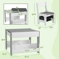 thumbnail image 7 of Resenkos Kids 3-Piece Table & Chair Set - With Reversible Blackboard Tabletop, Storage & Bookshelves, Gray, 7 of 7