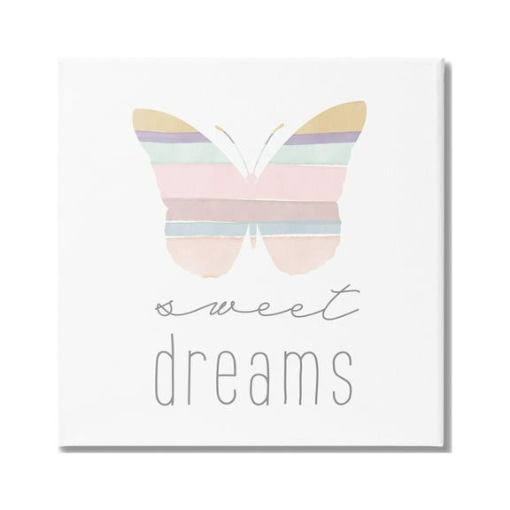 Stupell Industries Sweet Dreams Pastel Butterfly Animals & Insects Painting Gallery Wrapped Canvas Art Print Wall Art, 17 x 17