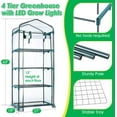 thumbnail image 4 of Indoor Greenhouse with LED Grow Lights, 4 Tier Mini Greenhouse with Roll-Up Zipper PVC Waterproof Cover and Trays, Dimmable Plant Grow Light for Indoor Plant with Timer, 27 L X 19 W X 63 H, 4 of 10