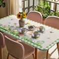 thumbnail image 3 of Happy Easter Bunny Table Cloths for 3 Foot Rectangle Tables, Spring Floral Burlap Sage Green Plaid Patio Waterproof Elastic Fitted Tablecloths, Washable Rectangular Table Cover for Camping, 3 of 8