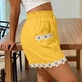 thumbnail image 5 of Women's Solid Color Lace Decal Drawstring Elastic Waist Shorts with Pockets, 5 of 9