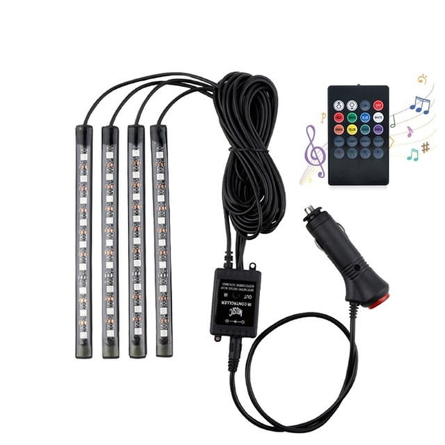 Riwesomey Tiras de luces LED para coche que cambian de Color debajo del tablero, lámpara de ambiente, decoración Multicolor activada por sonido, puerto Type2 NO2 Riwesomey VI015237-04B