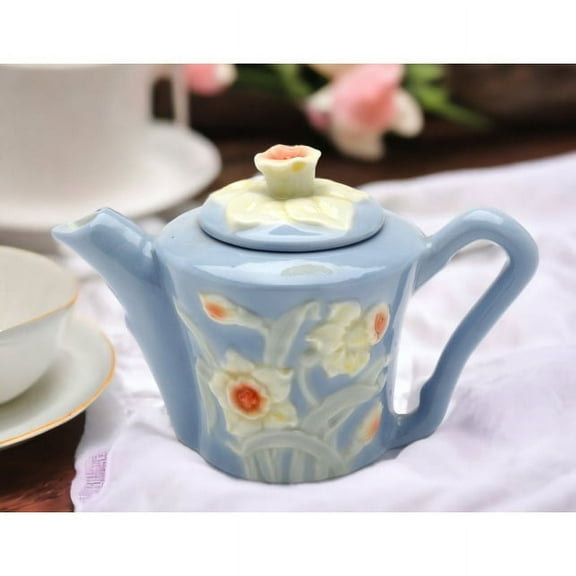 Ceramic Mini Narcissus Flower Teapot Handmade  4.625"