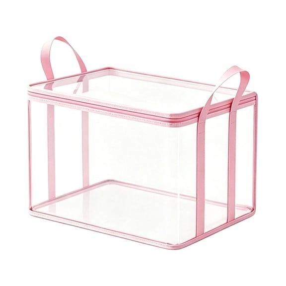 Moving Bags Heavy Duty Clear Storage Bins with Lids Reinforced and Handles, Heavy Duty Storage Tote for Clothes Packing, Clear Storage Bags for Dorms and College Supplies Pink, Storage