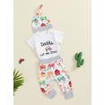 thumbnail image 3 of Suealasg Infant Newborn Baby Boys Farm Clothes Set Letter Print Short Sleeve Rompers Farm Animals Tractors Print Long Pants Hat 3 6 12 18 Months Summer Outfits, 3 of 8