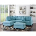 thumbnail image 2 of Bobkona Adolph Reversible Sectional Set with Ottoman in Light Blue., 2 of 7