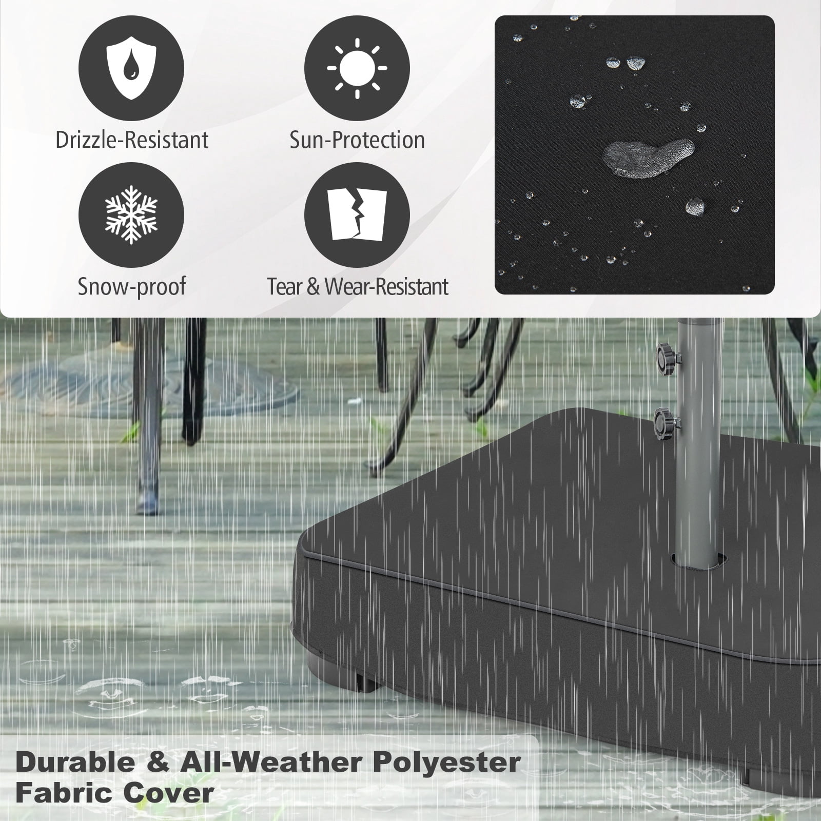 Topbuy Square Umbrella Base Patio Umbrella Stand with 2 Sandbags & 1 Waterproof Cover Outdoor Heavy Duty Umbrella Holder