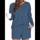 thumbnail image 1 of Conjunto de Pijama para Mujer, de Punto Gofre, Informal, de Dos Piezas, con Bolsillos Azul M, 1 of 9