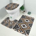 thumbnail image 2 of Brown Geometric Triangle Diamond Pattern Bathroom Rugs Sets 3 Piece,Toilet Cover Set,Absorbent Non Slip Bathroom Mats Sets with U-Shaped Contour Rug Toilet Rug Set, 2 of 5