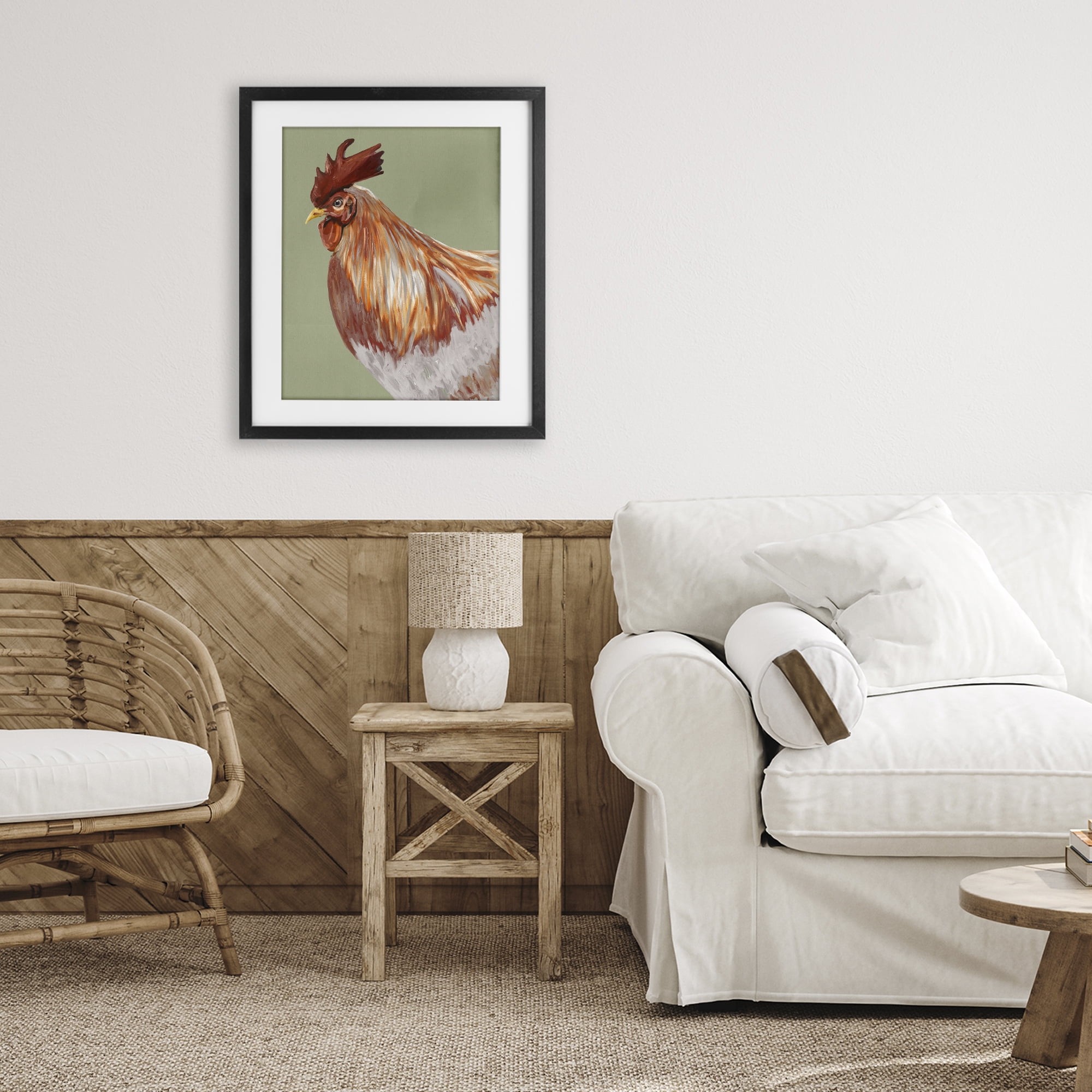 Stupell Industries Gallant Rooster Portrait Black Framed Print Under Glass, design by Andy Beauchamp