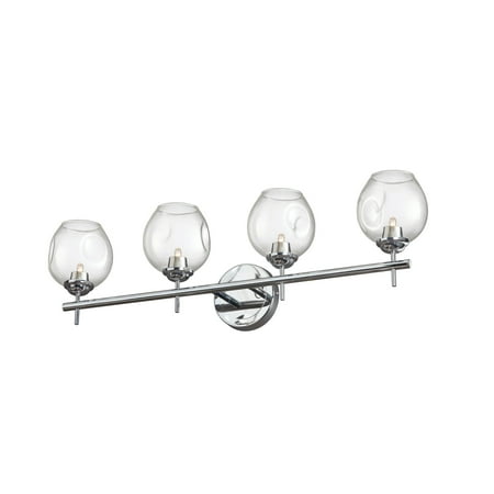 

Polished Chrome Tone Finish Bathroom Vanity 26 Wide Metal/Glass Material 4 Light Fixture