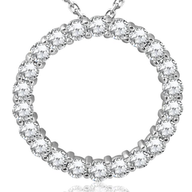 5ct TW Round Cut Diamond Circle Pendant 14K White Gold
