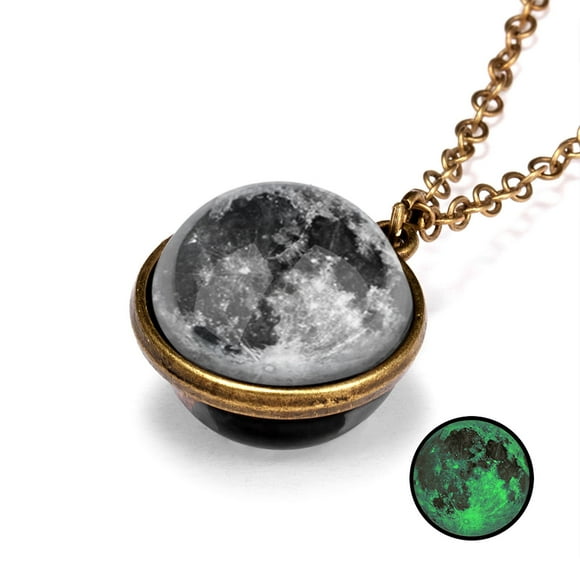 Czzoypi Luminous Double-Sided Planetary Necklace, Universe Couple Chain Pendant with Glow in the Dark Stars, Night Sky Souvenir Jewelry Gift for Women Girlfriend Valentine's Christmas