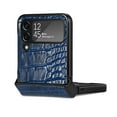 thumbnail image 3 of SaniMore for Samsung Galaxy Z Flip 4 6.7" 2022 Case, Crocodile Texture PU Leather Hinge Protection Wear-resistant Vintage Folding Shell Shockproof Drop-resistant, Blue, 3 of 11