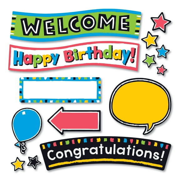 Trend Enterprises® Bold Strokes Wipe-off Celebration Signs Bulletin Board Set, 18 1/4" X 31"