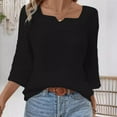 thumbnail image 3 of Perfectbot Cotton Linen Blouse for Women Square Neck 3/4 Sleeve Tops Fall Lightweight Loose Fit Shirts, 3 of 7