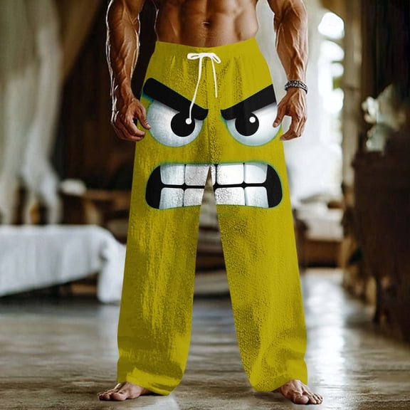Blmnix Beach Pants Pants for Men Low Waisted Baggy Palazzo Travel Pants Jeans Yellow Wide-Leg Long Men's Casual Pants,XXXXXL