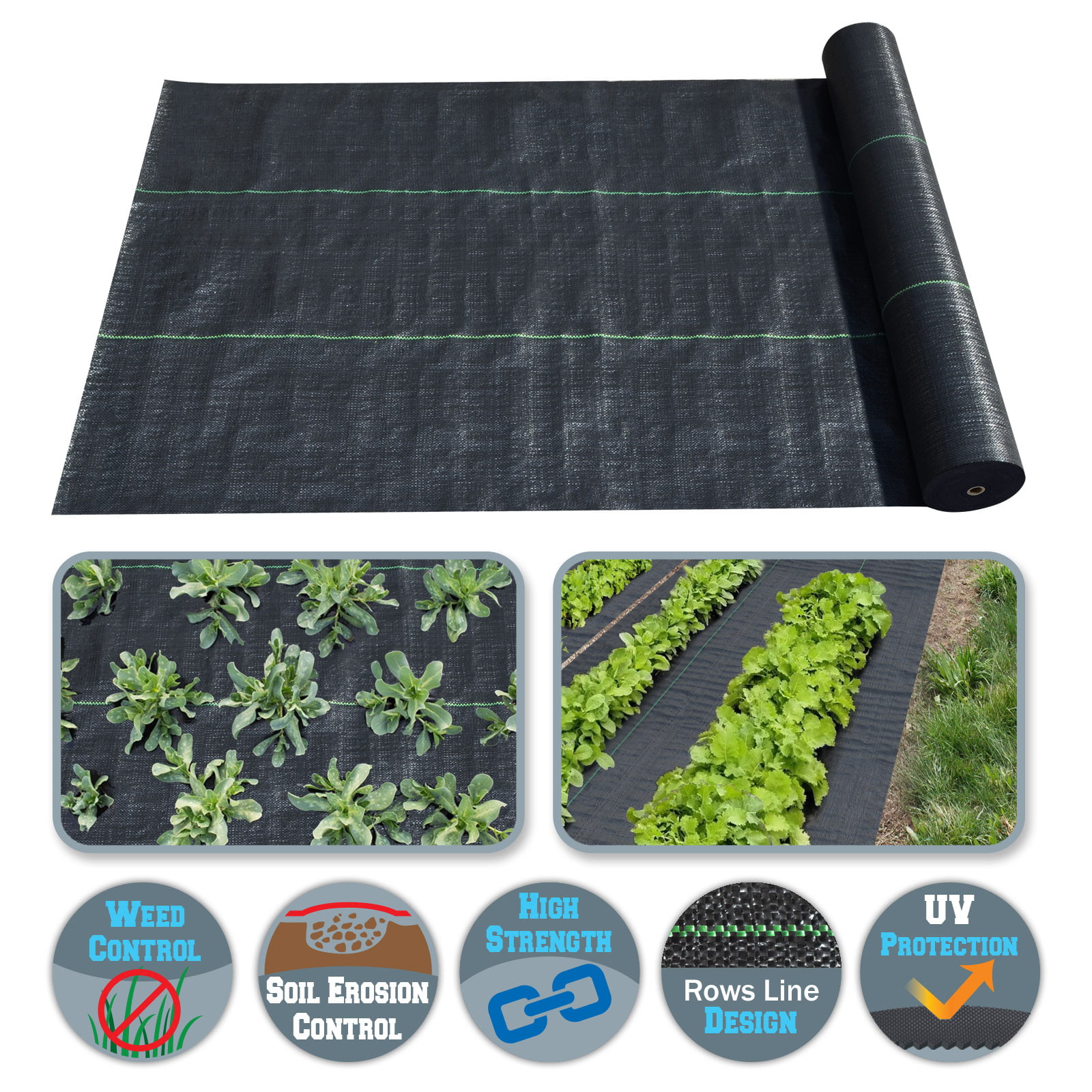 Durable & Heavy Duty Weed Block Gardening Mat with 20 Pack 6 Inch Garden Stakes Landscape Staples MAXXPRIME Premium 5oz Garden Weed Barrier Landscape Fabric 3ft x 30ft